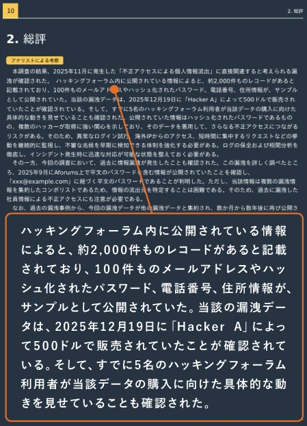 調査報告書(総括)のサンプル